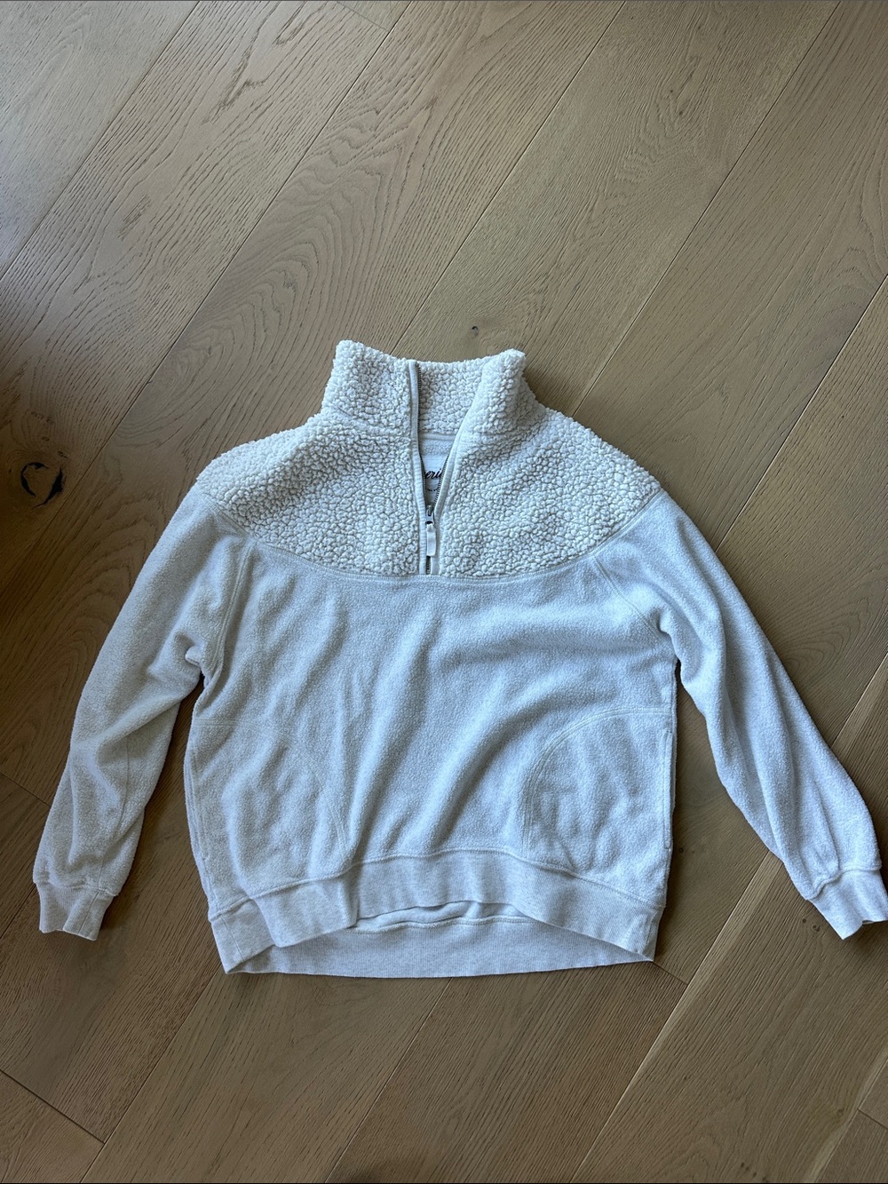 aerie Cream Sherpa Yoke Half-Zip Pullover